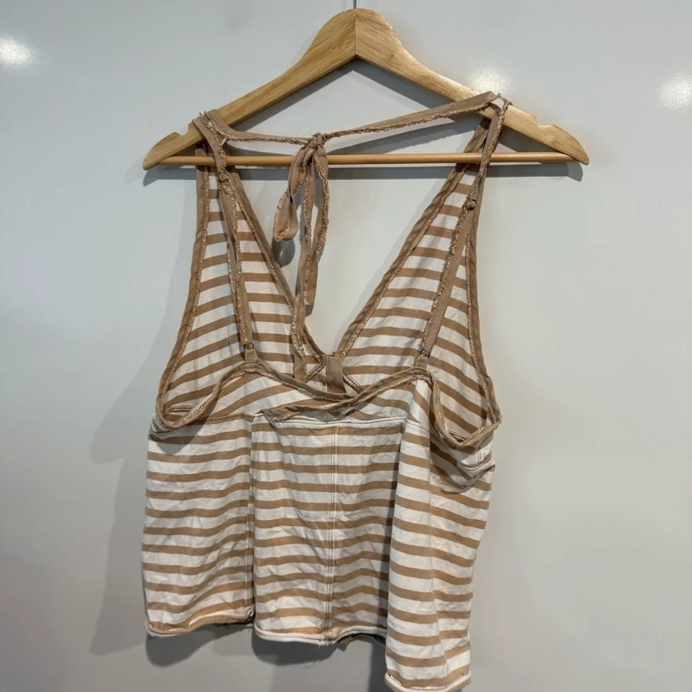 Free People Mylo Striped Faux Button Halter Top